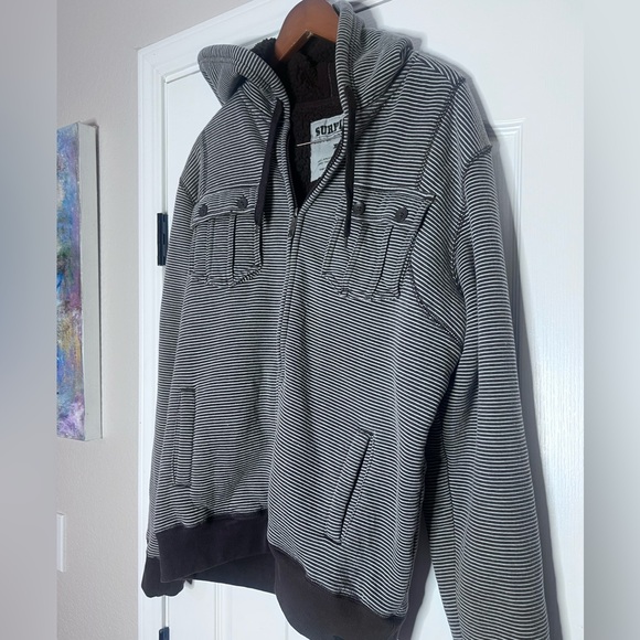 Surplus - Sherpa lined Striped Men's Zip-up hoodie.  Large - Picture 4 of 8